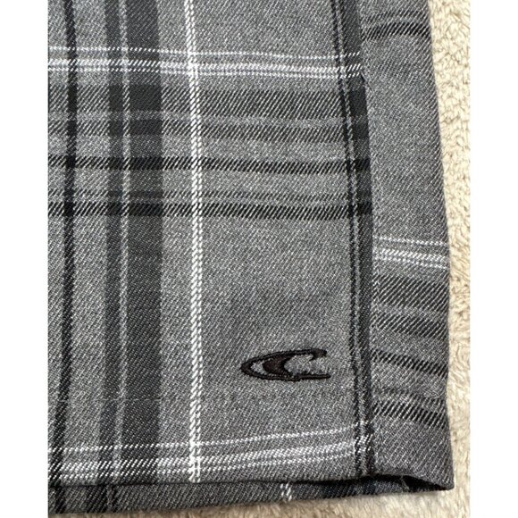ONeill Shorts Mens Size 34 Gray Plaid Flat Front Casual Boaard Wear Cotton Blend - Picture 5 of 10